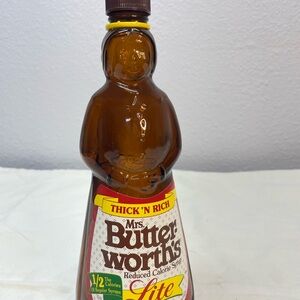 Mrs Butterworth's Light VTG Amber Color Glass Syrup Bottle 1993 24oz